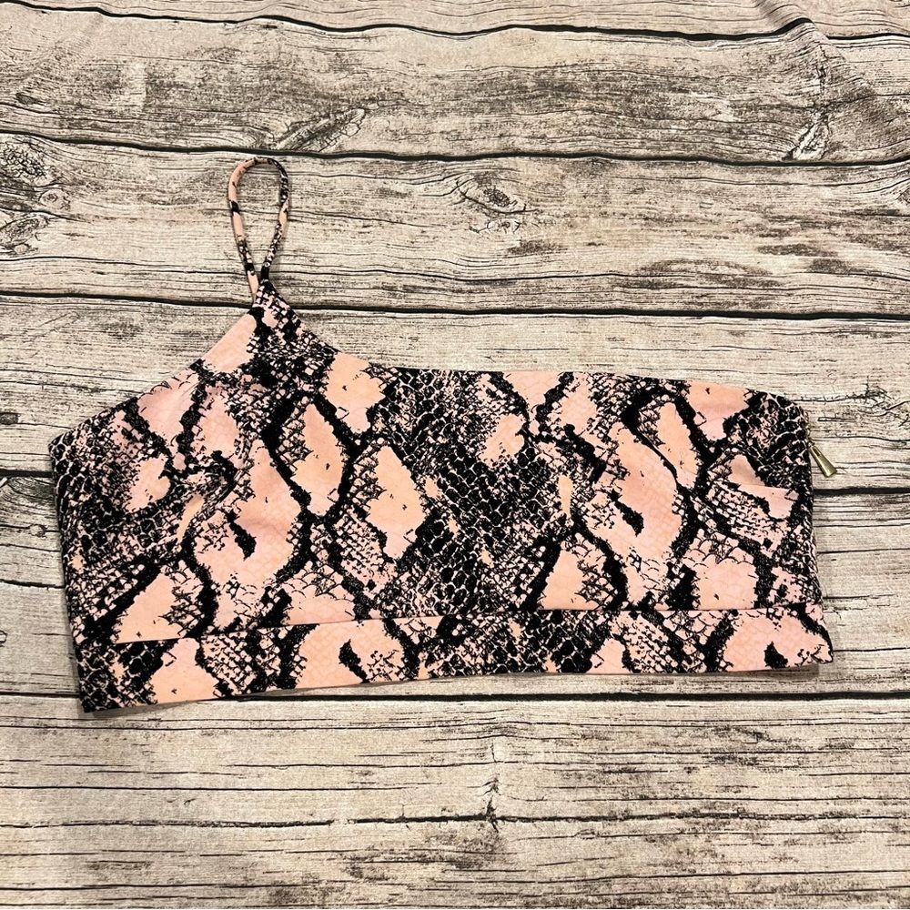 NBD X Naven Pink Snakeskin One Shoulder Crop Top Size XL